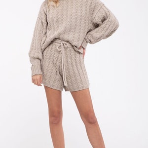 Cozy Chic Cable Knit Lounge Set ~ Taupe