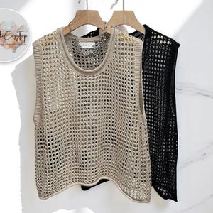 Women's Knitted Sleeveless Top | Boho Casual Hollow-Out Shirt | Lightweight O-Neck Summer Tank | Chic Warm Weather Layering