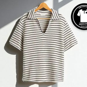 Striped Knit Polo & Pants Set | Women's Drawstring Two Piece Outfit | Short Sleeve Pullover Style | Loose Fit Co-ord | Everyday Casual Wear