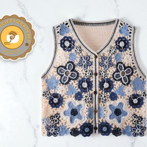 Daisy Crochet Vest Women | Sleeveless Button Down Top | Open Knit Boho Style | Lightweight Summer Layer | Soft Breezy Outfit