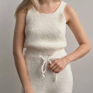 Fluffy knit lounge set, soft pants and crop top, milk or brown, buy separately or as cozy matching set
